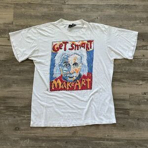 Vintage Albert Einstein Get Smart Make Art T-Shirt Size Large